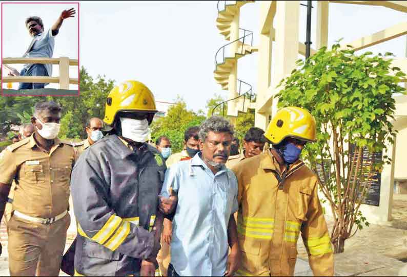 நெல்லையில் மேல்நிலை நீர்த்தேக்க தொட்டியில் ஏறி தற்கொலைக்கு முயன்றவரால் பரபரப்பு