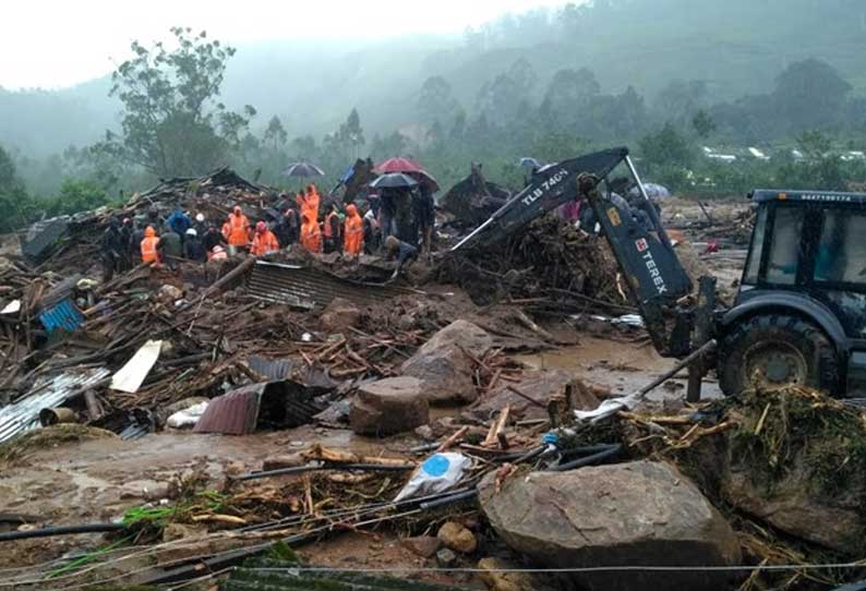 கேரள நிலச்சரிவில் சிக்கி உயிரிழந்தோர் எண்ணிக்கை 58 ஆக உயர்வு