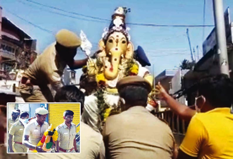 நெல்லை - தென்காசியில் பொது இடங்களில் வைக்கப்பட்ட விநாயகர் சிலைகள் அகற்றம் 22 பேர் மீது வழக்குப்பதிவு