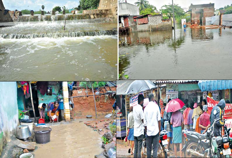 வீடுகளை மழைவெள்ளம் சூழ்ந்ததையும் படத்தில் காணலாம்