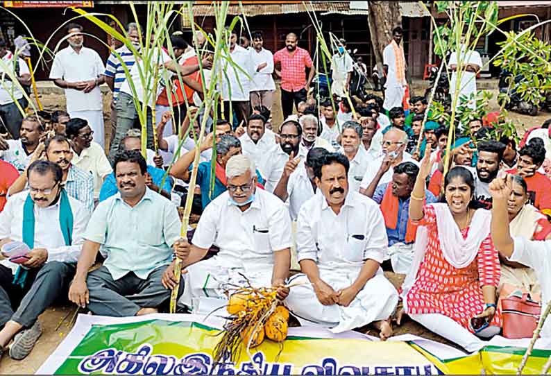 கடலூரில் விவசாய சங்கத்தினர் 2-வது நாளாக காத்திருப்பு போராட்டம் 20 பெண்கள் உள்பட 100 பேர் கைது