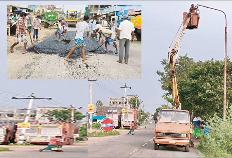 திருநள்ளாறு சனிப்பெயர்ச்சி விழா பக்தர்களுக்கு அடிப்படை வசதிகள் சீரமைப்பு கோவில் நிர்வாகம் மும்முரம்