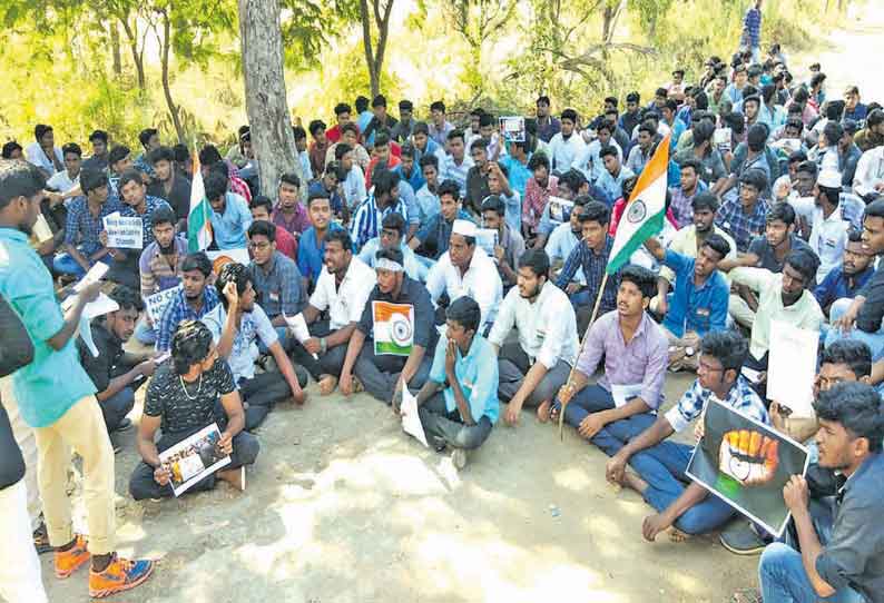 நெல்லை அருகே என்ஜினீயரிங் கல்லூரி மாணவர்கள் போராட்டம்  குடியுரிமை திருத்த சட்டத்துக்கு எதிர்ப்பு