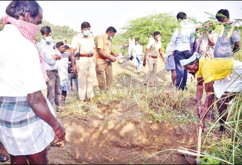 சாவில் சந்தேகம் இருப்பதாக போலீசில் புகார்: மூதாட்டி உடல் தோண்டி எடுப்பு திருக்காட்டுப்பள்ளி அருகே பரபரப்பு