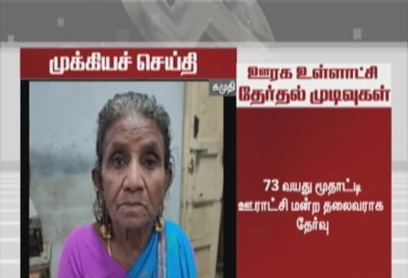 6:00 மணி நிலவரம்: 73 வயது மூதாட்டி ஊராட்சி மன்ற தலைவராக தேர்வு