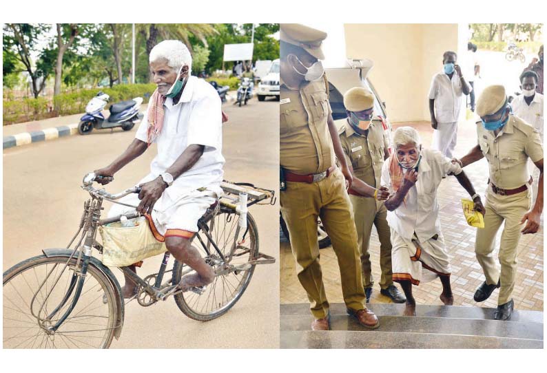 மாற்றுத்திறனாளி அடையாள அட்டை பெறுவதற்காக 70 கி.மீ. தூரம் சைக்கிளில் வந்த 73 வயது முதியவர்