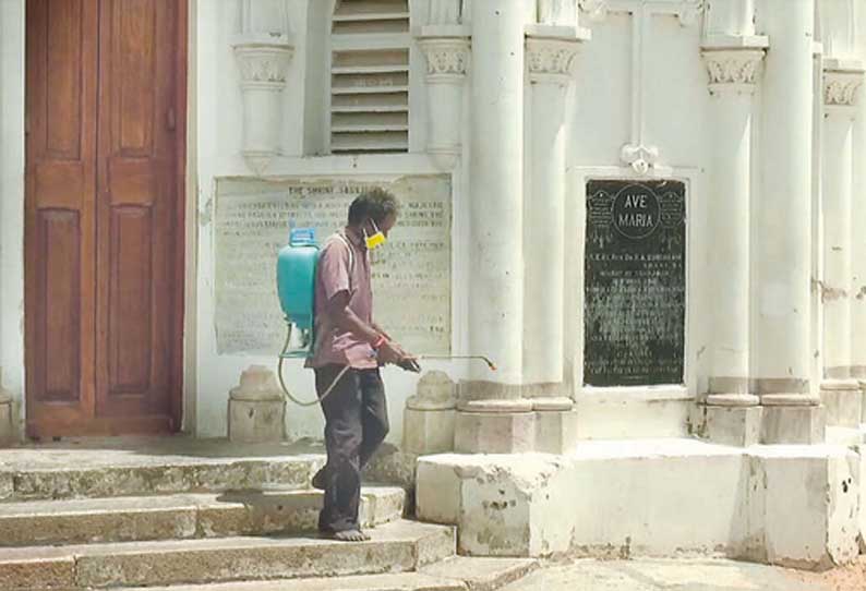 வேளாங்கண்ணி புனித ஆரோக்கிய அன்னை பேராலயத்தில் தூய்மைப்பணிகள் தீவிரம்