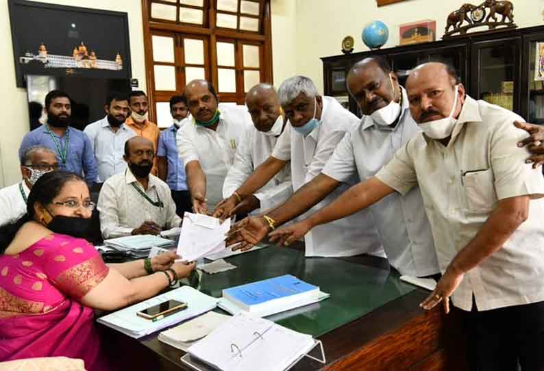 மாநிலங்களவை தேர்தல்: தேவேகவுடா வேட்பு மனு தாக்கல்