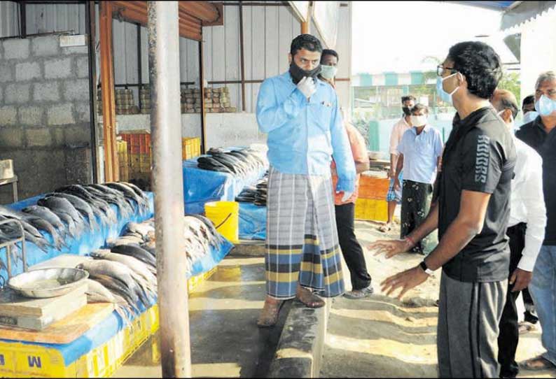 திருப்பூர் தென்னம்பாளையத்தில் உள்ள தெற்கு உழவர் சந்தையில் கலெக்டர் ஆய்வு