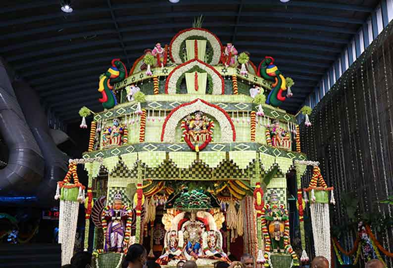 பிரம்மோற்சவ விழா 6-ம் நாள்: புஷ்பக விமானத்தில் எழுந்தருளிய மலையப்ப சுவாமி