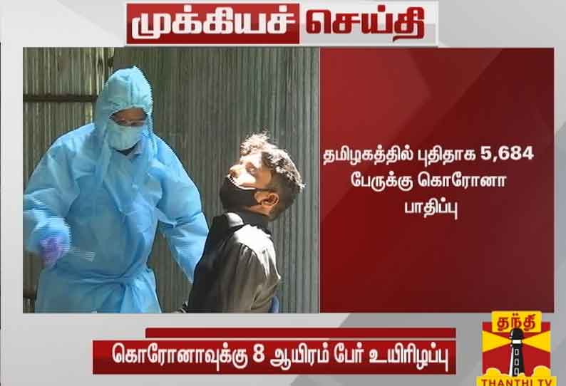 தமிழகத்தில் புதிதாக 5,684 பேருக்கு கொரோனா பாதிப்பு - தமிழக சுகாதார துறை தகவல்