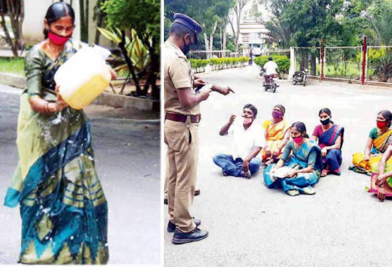 தர்மபுரி கலெக்டர் அலுவலகத்தில், ஊராட்சி மன்ற தலைவர் தீக்குளிக்க முயற்சி- கிராம மக்கள் முற்றுகை போராட்டத்தால் பரபரப்பு