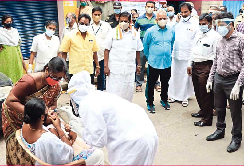 நெல்லித்தோப்பு தொகுதியில் கொரோனா பரிசோதனை வீடு வீடாக பொதுமக்களுக்கு அழைப்பு