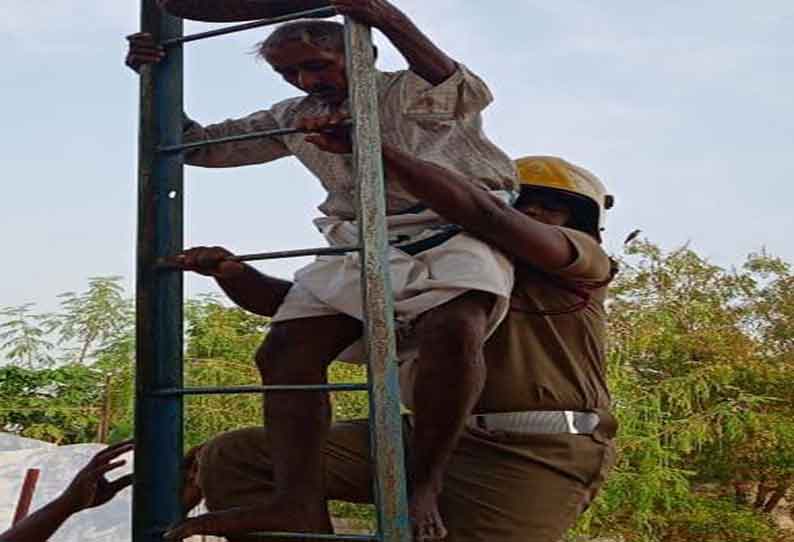 பாளையங்கோட்டை அருகே  மேல்நிலை நீர்த்தேக்க தொட்டியில் ஏறி முதியவர் தற்கொலை மிரட்டல்