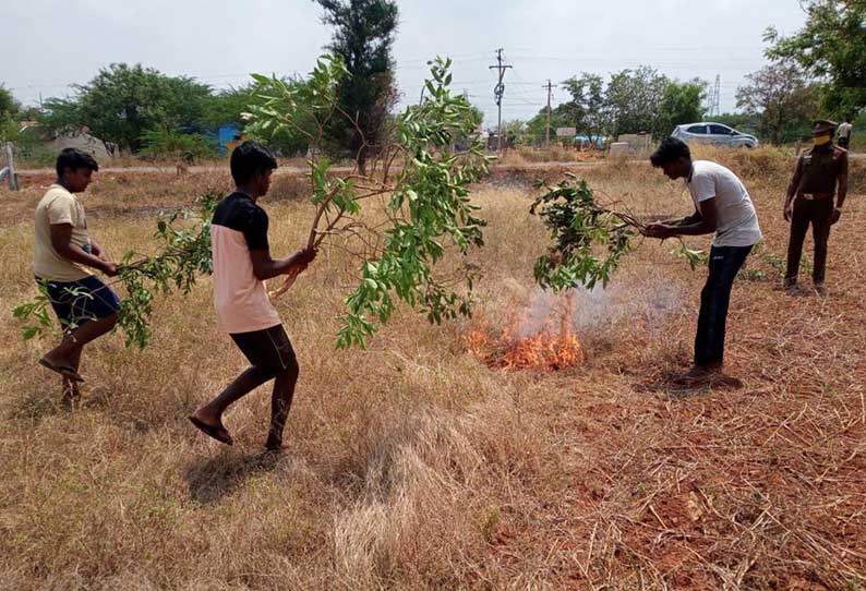 பட்டிவீரன்பட்டி அருகே காட்டுத்தீ பரவல் தடுப்பு பயிற்சி முகாம்