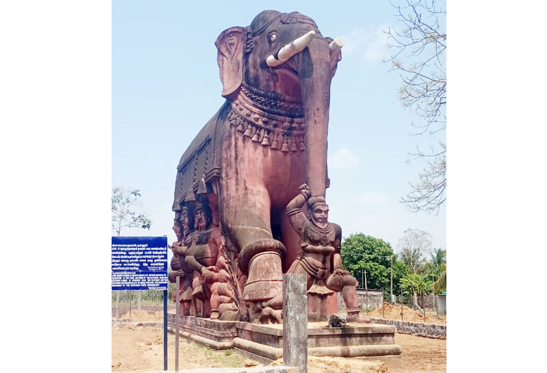 புராதன சின்னமாக அறிவிக்கப்பட்ட யானை சிலையை சுற்றி சுவர் அமைப்பு