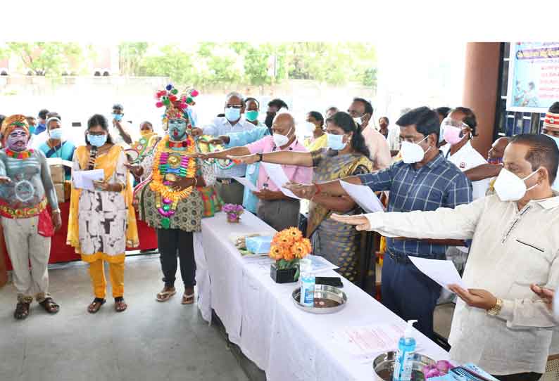 விழுப்புரத்தில் கொரோனா நோய் தடுப்பு குறித்து பொதுமக்களுக்கான விழிப்புணர்வு நிகழ்ச்சி