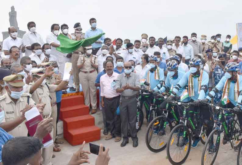 மத்திய ரிசர்வ் போலீஸ் படையினர் சைக்கிள் பேரணி