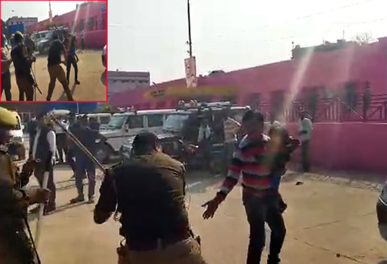 கைக்குழந்தையுடன் இருந்த நபரை கண்மூடித்தனமாக தாக்கிய போலீஸ்