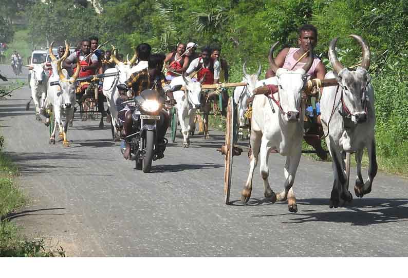 கடமலைக்குண்டு அருகே இரட்டை மாட்டு வண்டி பந்தயம்