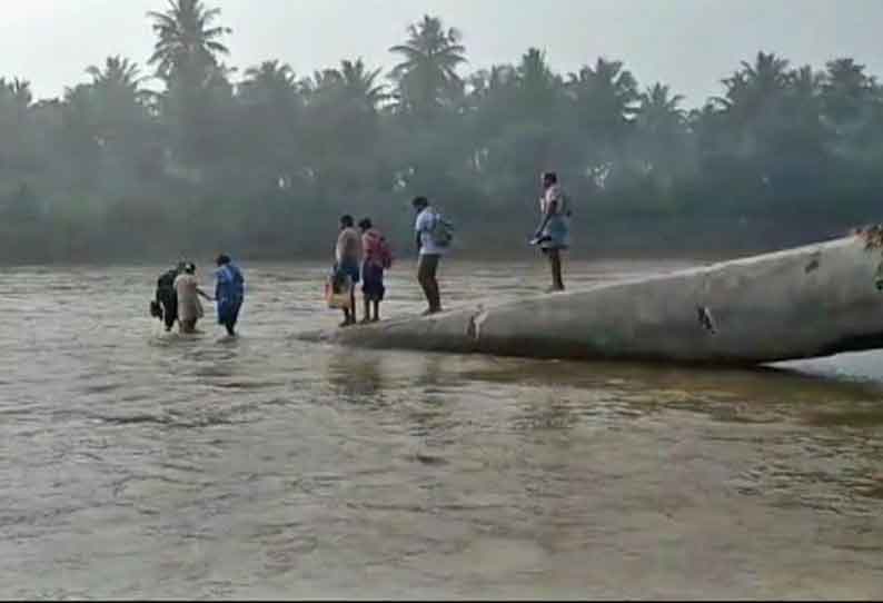 பாலாற்று தரைப்பாலம் சேதமடைந்ததால் பொதுமக்கள், மாணவர்கள் பாதிப்பு