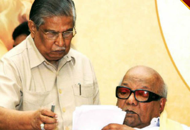 தமிழக முன்னாள் முதல்-அமைச்சர் கருணாநிதியின் உதவியாளர் சண்முகநாதன் காலமானார்