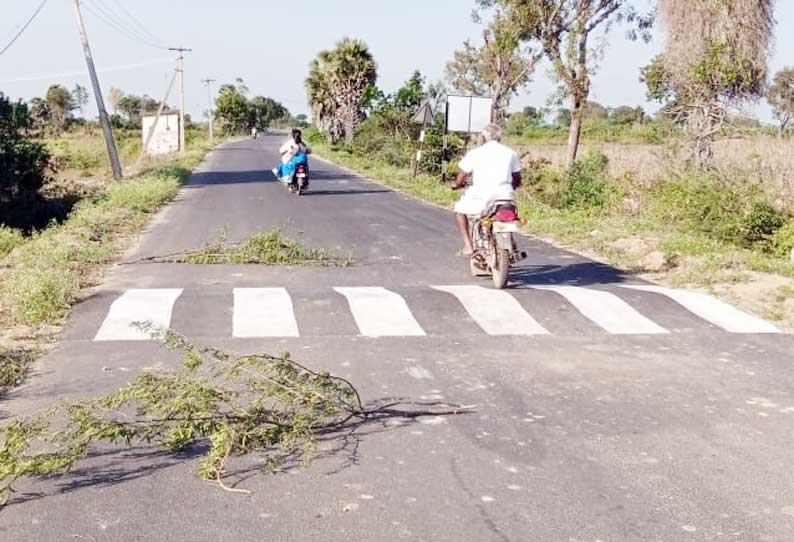 வேகத்தடைகளில் வெள்ளை வர்ணம் பூசப்பட்டது