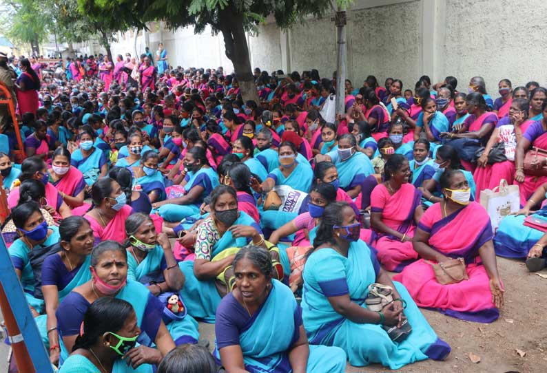 கோவையில் போராட்டம் நடத்திய அங்கன்வாடி ஊழியர்கள் 640 பேர் கைது