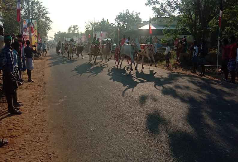 கே.புதுப்பட்டியில் மாட்டு வண்டி எல்கை பந்தயம்