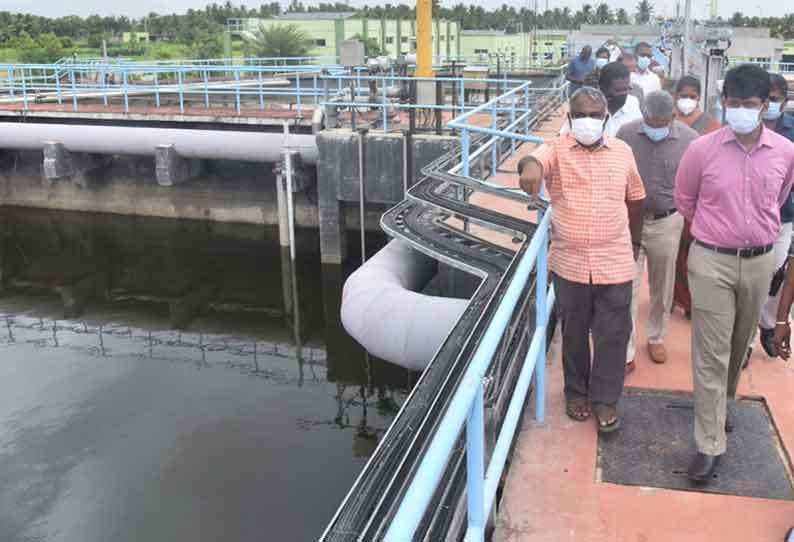 கழிவுநீர் சுத்திகரிப்பு நிலையத்தில் ஆணையாளர் ஆய்வு