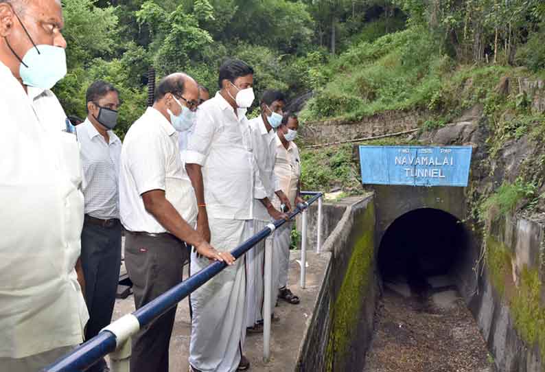 காண்டூர் கால்வாயில் அமைச்சர் சாமிநாதன் ஆய்வு