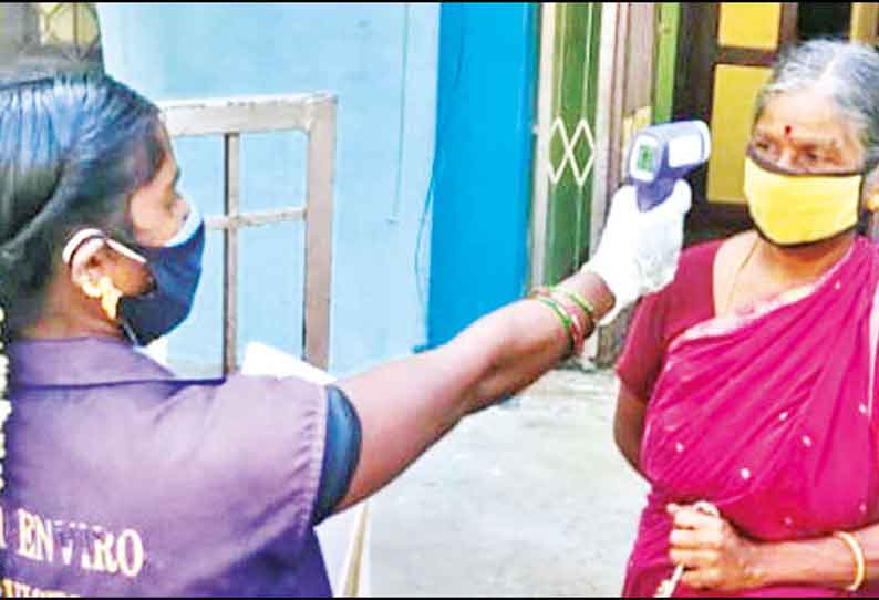 திருவாரூர் நகரில், இதுவரை 1,200 வீடுகளில் காய்ச்சல்-ஆக்சிஜன் அளவு கண்டறியும் பரிசோதனை நகராட்சி ஆணையர் தகவல்