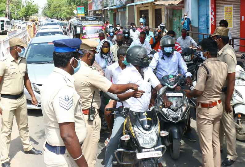 தூத்துக்குடியில் கொரோனா ஊரடங்கிலும் அணிவகுத்த வாகனங்கள்; போக்குவரத்து நெரிசலால் பரபரப்பு