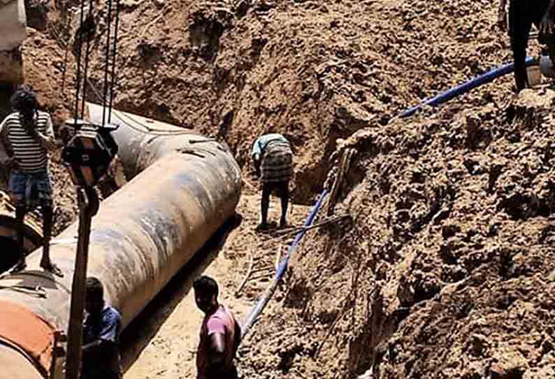 Drinking water supply cut off due to Cauvery pipe rupture | காவிரி குழாய்  உடைப்பால் குடிநீர் வினியோகம் நிறுத்தம்
