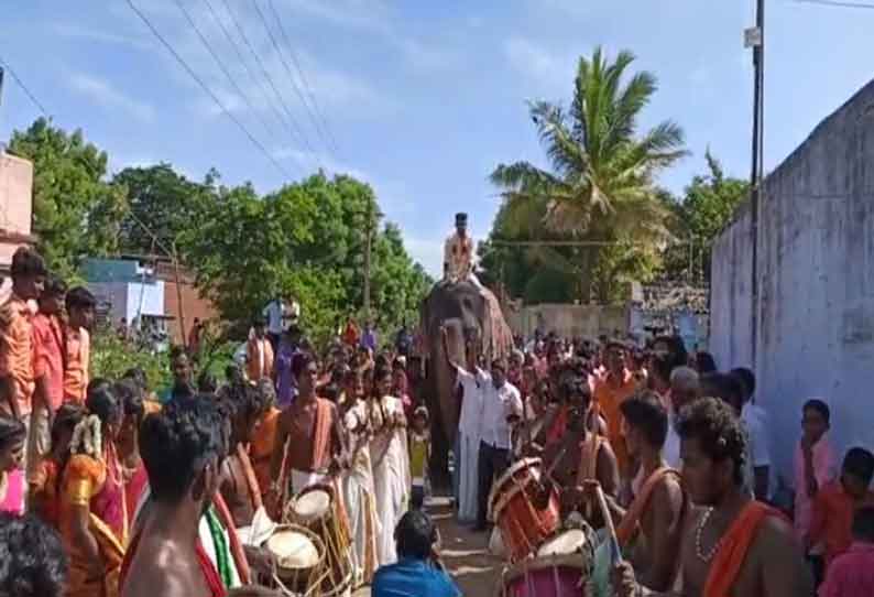 ஆலங்குளம் அருகே கொரோனா தடுப்பு விதிமுறைகளை மீறி நடந்த திருமணம்; யானை மீது மணமகனை அமர வைத்து ஊர்வலம்