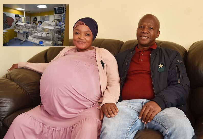 ஒரே பிரசவத்தில் 10 குழந்தைகள் தென்னாப்பிரிக்கப் பெண்  உலக சாதனை