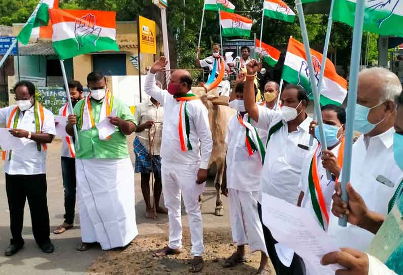 திருவண்ணாமலையில் பெட்ரோல், டீசல் விலை உயர்வை கண்டித்து காங்கிரஸ் ஆர்ப்பாட்டம்