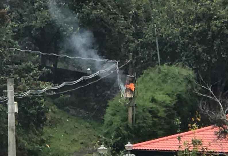 தனியார் குடியிருப்பு டிரான்ஸ்பார்மரில் தீ