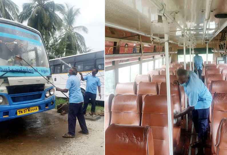 திண்டுக்கல்லில் அரசு பஸ்களை இயக்க முழுவீச்சில் பணிகள்