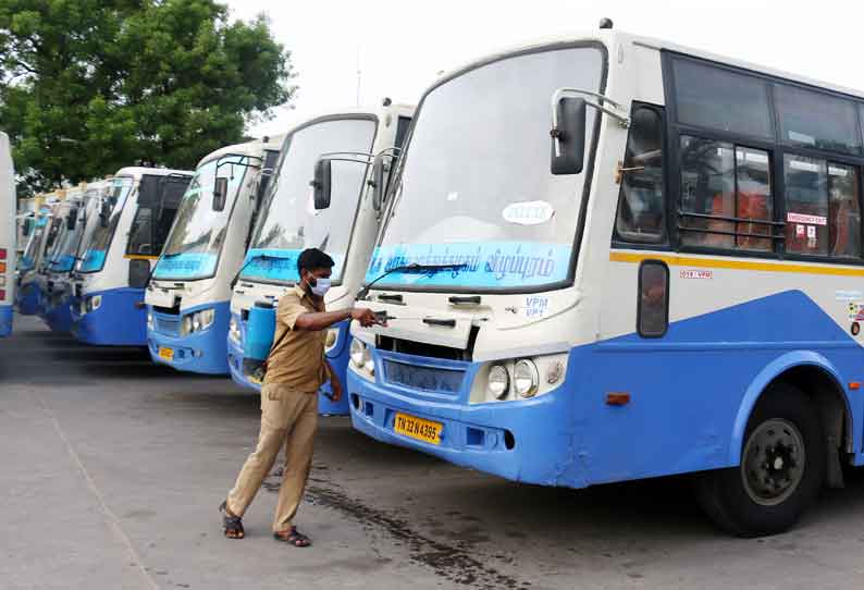 அரசு பஸ்களை சுத்தம் செய்து பழுதுநீக்கும் பணிகள் தீவிரம்