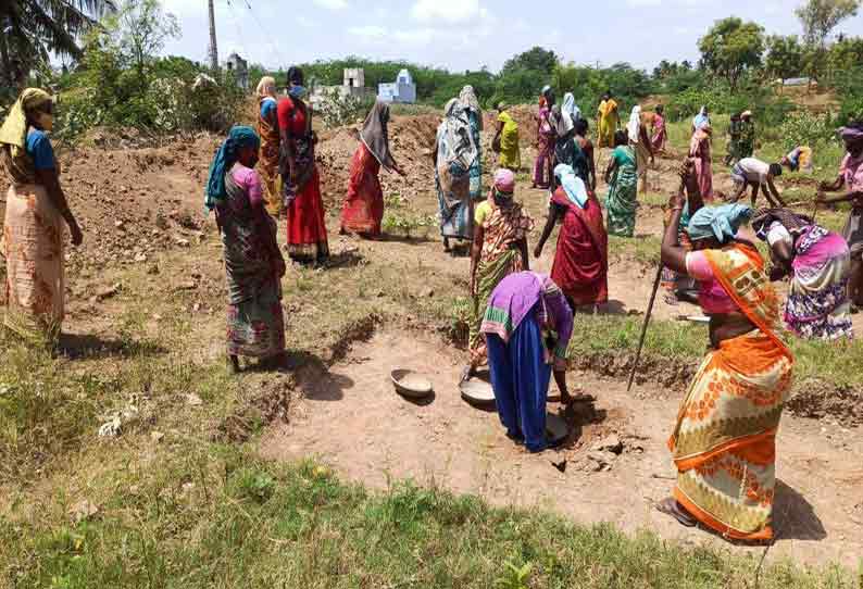 கொரோனா பாதிப்பால் நிறுத்தப்பட்ட 100 நாள் வேலை திட்ட பணிகள் மீண்டும் தொடங்கியது