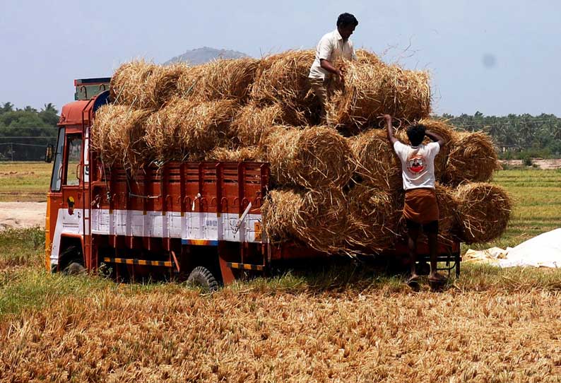 வைக்கோல் விற்பனையில் விவசாயிகள் தீவிரம்