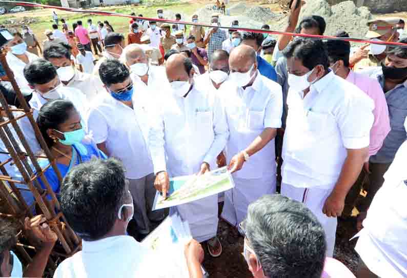 கீழடி அருங்காட்சியக கட்டுமான பணிகள்-4 அமைச்சர்கள் ஆய்வு