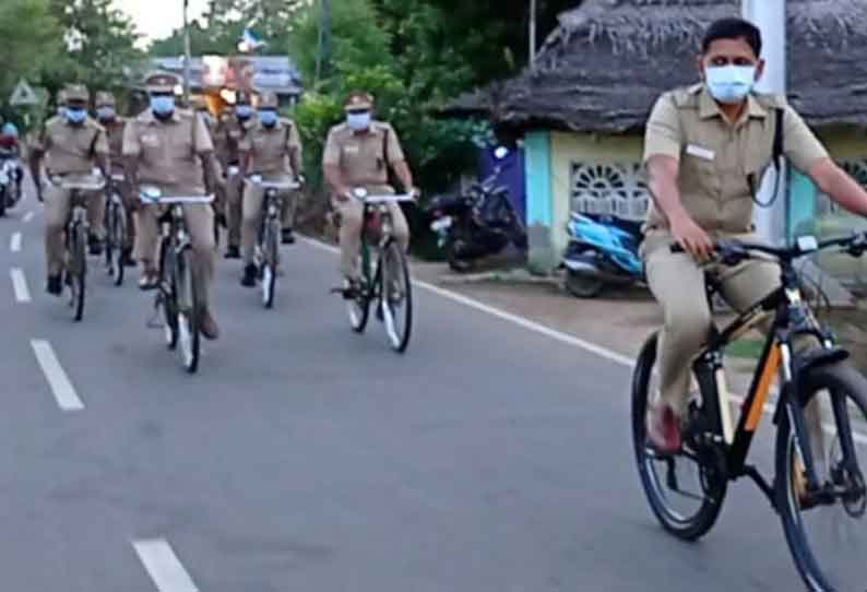 கொரோனா தடுப்பு விழிப்புணர்வு சைக்கிள் ஊர்வலம்