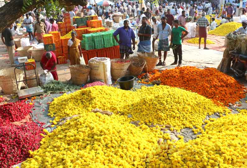 தோவாளை பூ மார்க்கெட்டில் பிச்சி, முல்லை விலை ‘கிடுகிடு உயர்வு