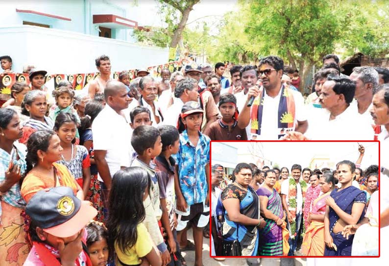 தி.மு.க. வேட்பாளர் கதிரவனுக்கு திருஷ்டி கழித்த திருநங்கைகள்