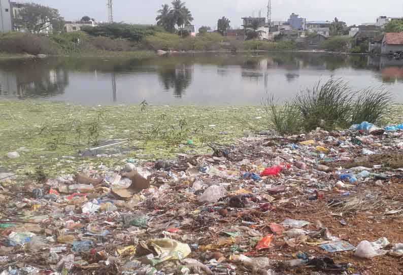 திருமயத்தில் குப்பைமேடாக மாறிய கருங்குளம்