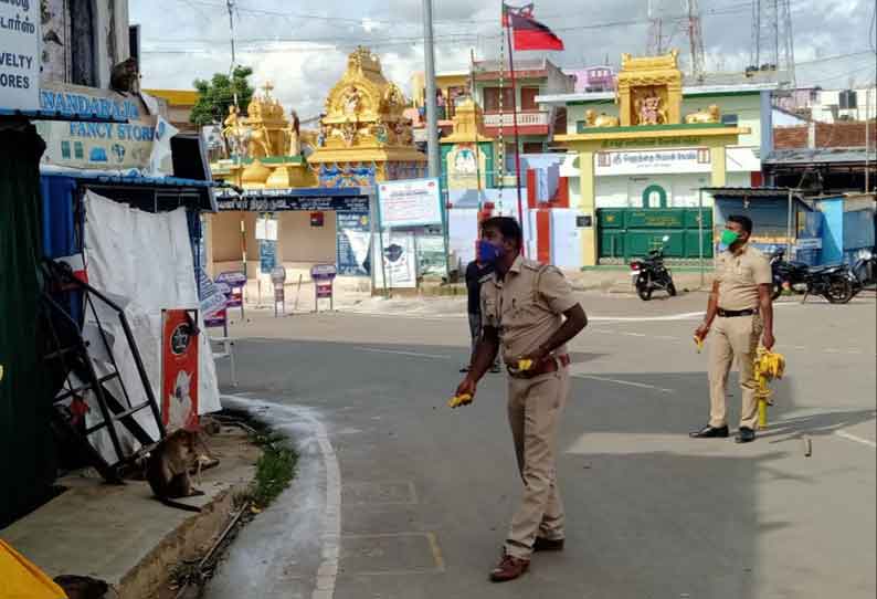 உணவின்றி தவிக்கும் குரங்குகளுக்கு பழங்கள் வழங்கும் போலீசார்