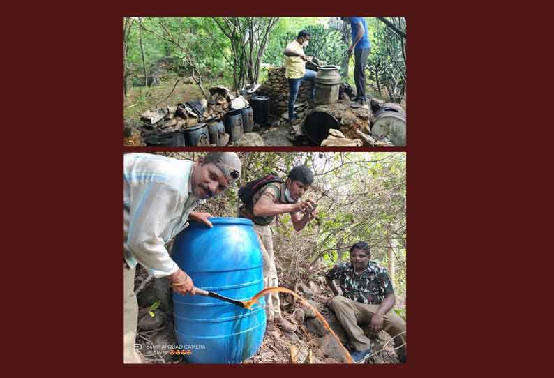 எடப்பாடி, மேச்சேரி பகுதியில் 1,650 லிட்டர் சாராய ஊறல் அழிப்பு