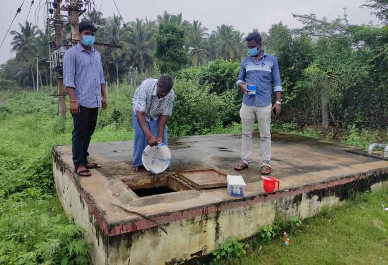 கிணத்துக்கடவு பகுதியில் நீர்தேக்க தொட்டிகளில் குடிநீர் தரத்தை அதிகாரிகள் ஆய்வு